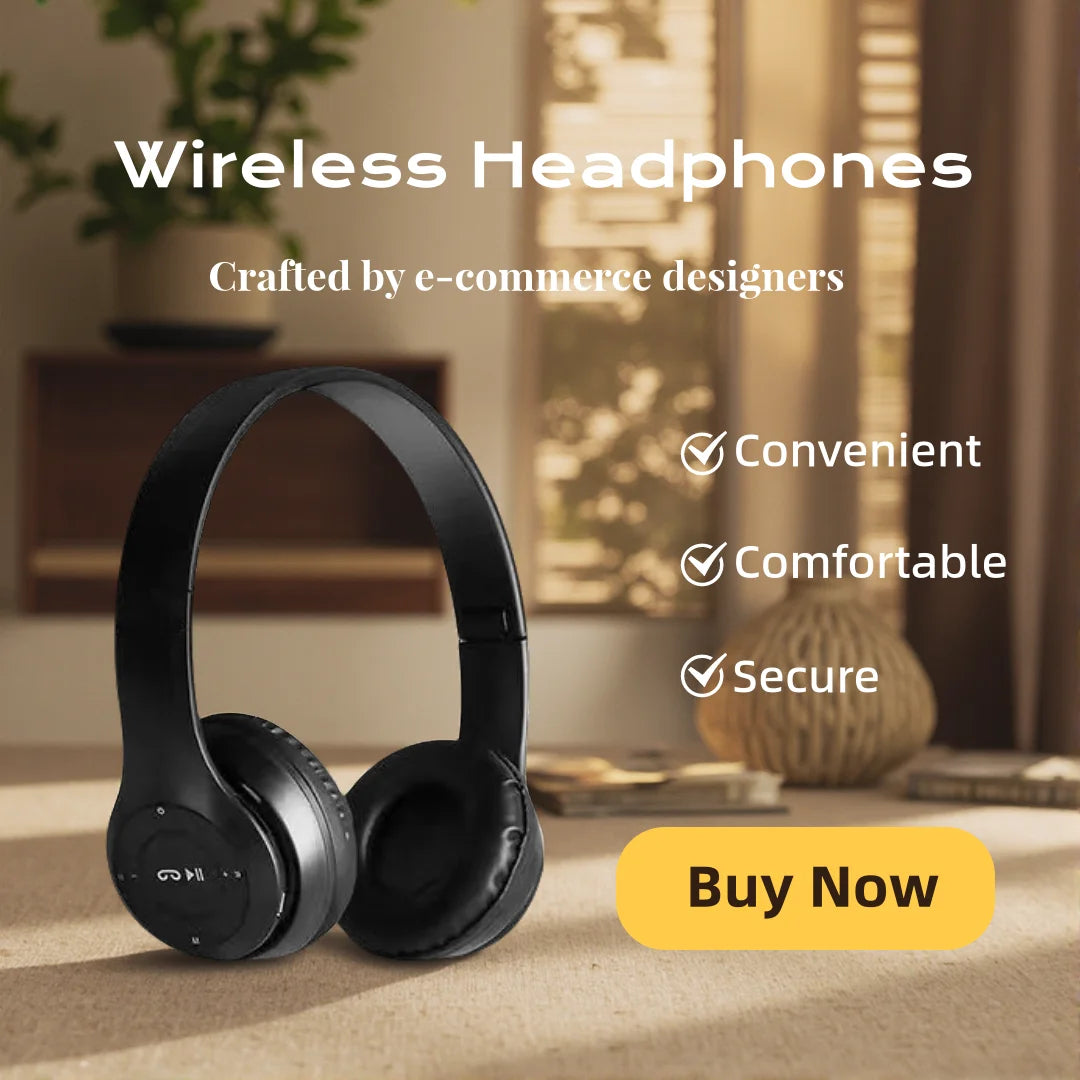 Black Color HiFi Wireless Over-Ear Headphones with Noise Reduction