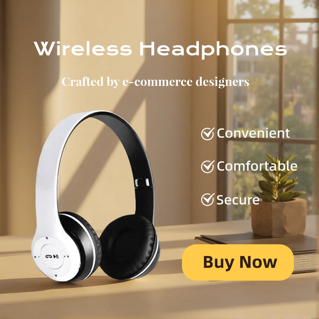 White Color HiFi Wireless Over-Ear Headphones with Noise Reduction